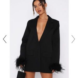 White Fox Feather Blazer